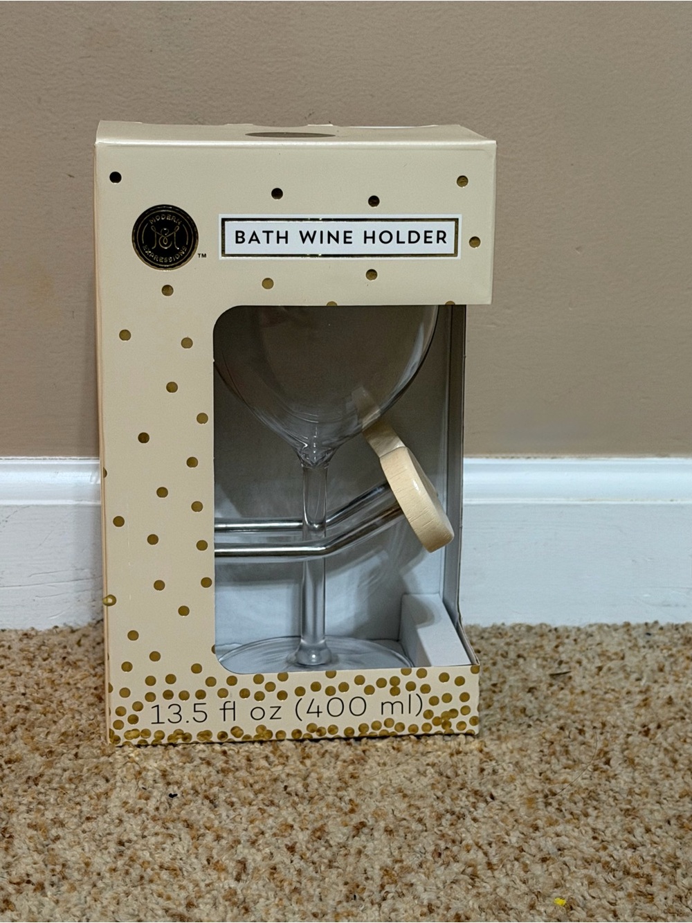 Bath Wine Holder Ring in Cream by Unbranded